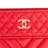 Chanel Rouge Quilted Caviar Leather CC Clutch