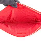 Chanel Rouge Quilted Caviar Leather CC Clutch