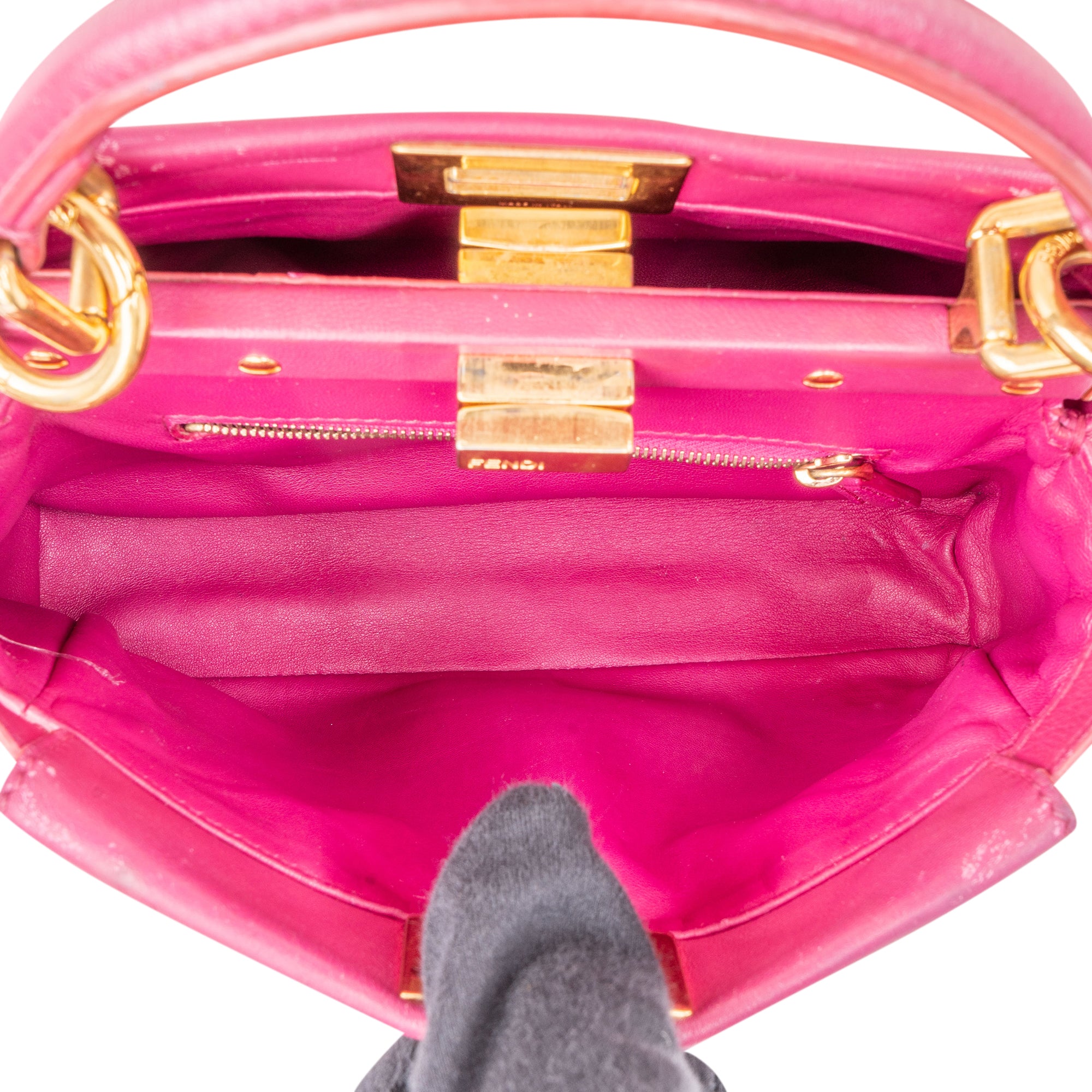 Fendi Pink Leather Peekaboo Mini Handbag - vintageandkickz