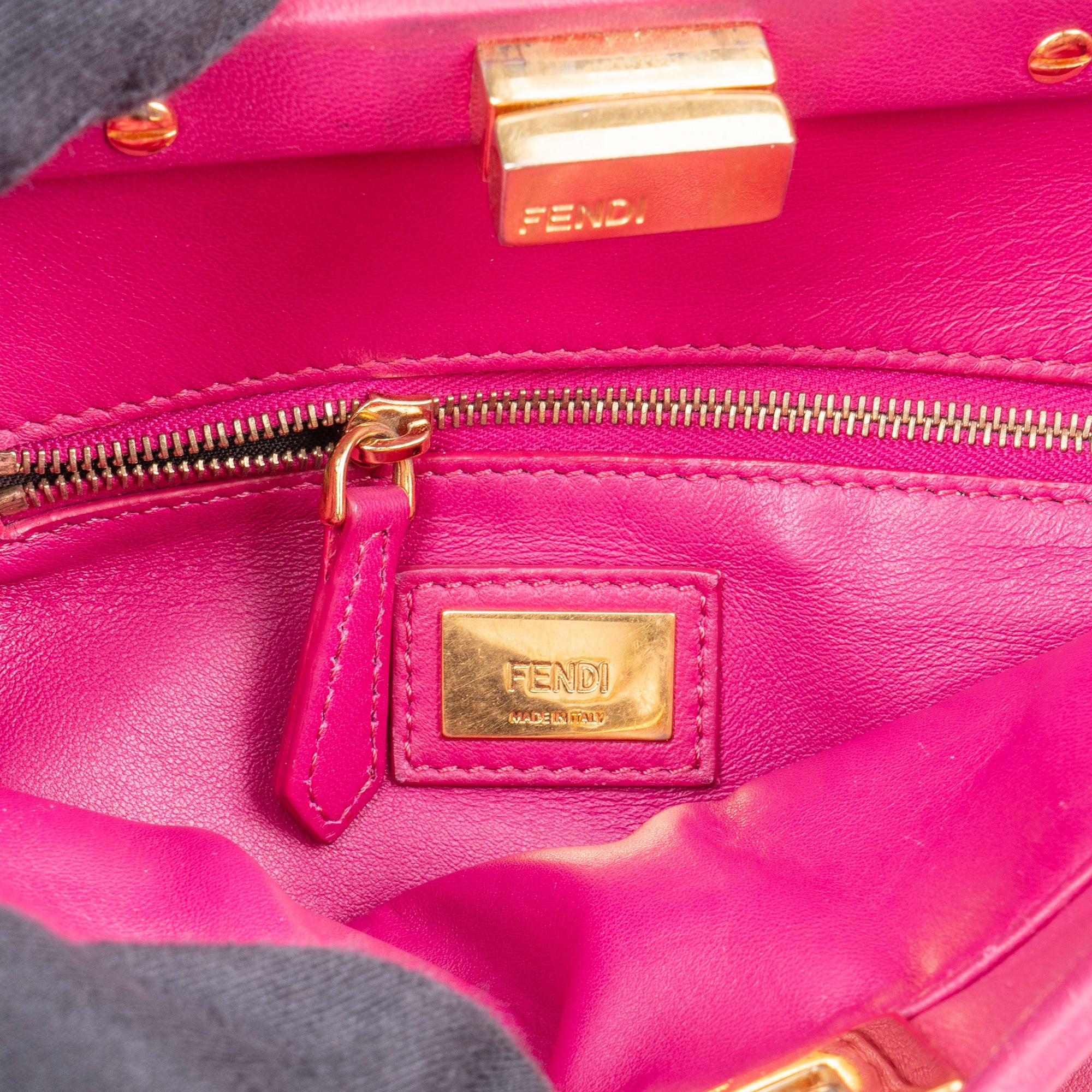 Fendi Pink Leather Peekaboo Mini Handbag - vintageandkickz