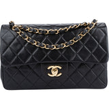 Chanel Quilted Lambsbkin 24K Gold Small Double Flap Crossbody Bag