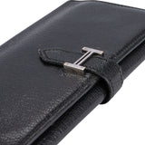 Hermès Black Leather Bearn Soufflet Bifold Wallet