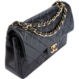 Chanel Quilted Lambsbkin 24K Gold Small Double Flap Crossbody Bag