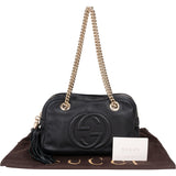 Gucci Black Leather CC Soho Shoulder Bag