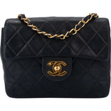 Chanel Quilted Lambskin 24K Gold Mini Single Flap Crossbody Bag