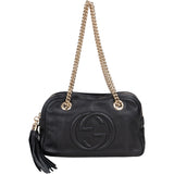 Gucci Black Leather CC Soho Shoulder Bag