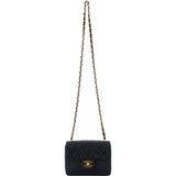 Chanel Quilted Lambskin 24K Gold Mini Single Flap Crossbody Bag