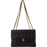 Chanel Quilted Lambskin 24K Gold Jumbo Single Flap Crossbody Bag