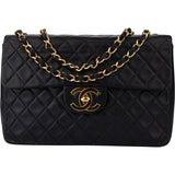 Chanel Quilted Lambskin 24K Gold Jumbo Single Flap Crossbody Bag