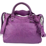 Balenciaga Purple Leather Classic City Handbag