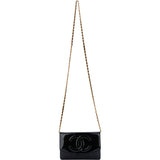 Chanel Noir Patent Leather Wallet On Chain Crossbody Bag