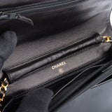 Chanel Noir Patent Leather Wallet On Chain Crossbody Bag