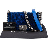 Chanel Quilted Velvet Antique Boy Single Flap Crossbody Bag