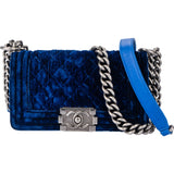 Chanel Quilted Velvet Antique Boy Single Flap Crossbody Bag