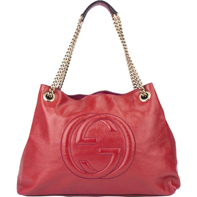 Gucci Patent Leather GG Soho Crossbody Bag - vintageandkickz