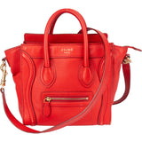 Céline Red Leather Luggage Handbag