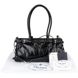 Prada Black Leather Triangle Bonnie Shoulder Bag