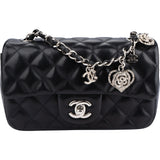 Chanel Quilted Lambskin Mini Rabat Charms Single Flap Crossbody Bag