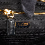 Prada Black Leather Triangle Bonnie Shoulder Bag