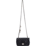 Chanel Quilted Lambskin Mini Rabat Charms Single Flap Crossbody Bag