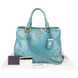 Prada Bleu Leather Vitello Handbag
