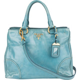 Prada Bleu Leather Vitello Handbag