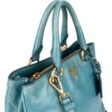 Prada Bleu Leather Vitello Handbag