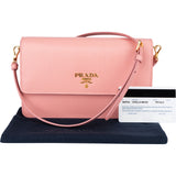 Prada Pink Saffiano Leather Move Wallet On Chain Crossbody Bag
