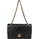Chanel Quilted Lambskin 24K Gold Double Flap Crossbody Bag