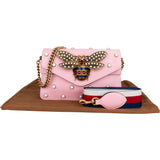 Gucci Pink Leather Queen Margaret Bee Shoulder Bag