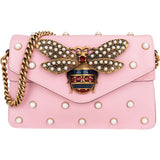 Gucci Pink Leather Queen Margaret Bee Shoulder Bag