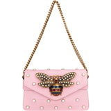Gucci Pink Leather Queen Margaret Bee Shoulder Bag