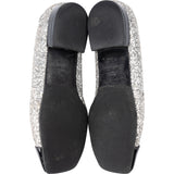 Chanel Glitter Patent Leather Glitter Cap Toe Loafers (34,5)