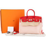 Hermès Fray Swift / Toile H Rouge de Coeur Birkin 35 Handbag - vintageandkickz