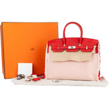 Hermès Fray Swift / Toile H Rouge de Coeur Birkin 35 Handbag - vintageandkickz