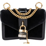 Chloé Black Satin Crystal Padlock Aby Crossbody Bag
