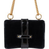 Chloé Black Satin Crystal Padlock Aby Crossbody Bag