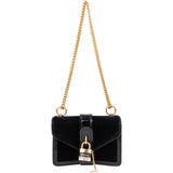 Chloé Black Satin Crystal Padlock Aby Crossbody Bag