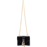 Chloé Black Satin Crystal Padlock Aby Crossbody Bag