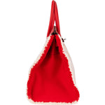 Hermès Fray Swift / Toile H Rouge de Coeur Birkin 35 Handbag - vintageandkickz