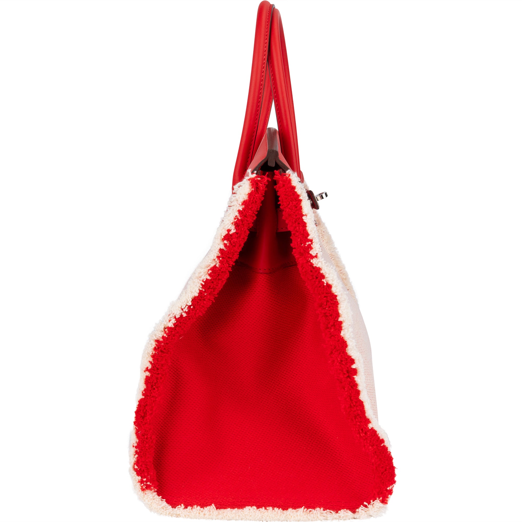 Hermès Fray Swift / Toile H Rouge de Coeur Birkin 35 Handbag - vintageandkickz
