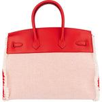 Hermès Fray Swift / Toile H Rouge de Coeur Birkin 35 Handbag - vintageandkickz