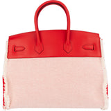 Hermès Fray Swift / Toile H Rouge de Coeur Birkin 35 Handbag - vintageandkickz