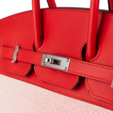 Hermès Fray Swift / Toile H Rouge de Coeur Birkin 35 Handbag - vintageandkickz