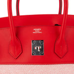 Hermès Fray Swift / Toile H Rouge de Coeur Birkin 35 Handbag - vintageandkickz