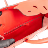 Hermès Fray Swift / Toile H Rouge de Coeur Birkin 35 Handbag - vintageandkickz