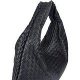 Bottega Veneta Black Intrecciato Leather Belly Hobo Bag