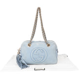 Gucci Blue Nubuk Leather GG Soho Shoulder Bag