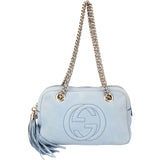 Gucci Blue Nubuk Leather GG Soho Shoulder Bag