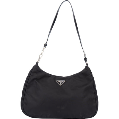 Prada Black Nylon Triangle Cleo Shoulder Bag - vintageandkickz
